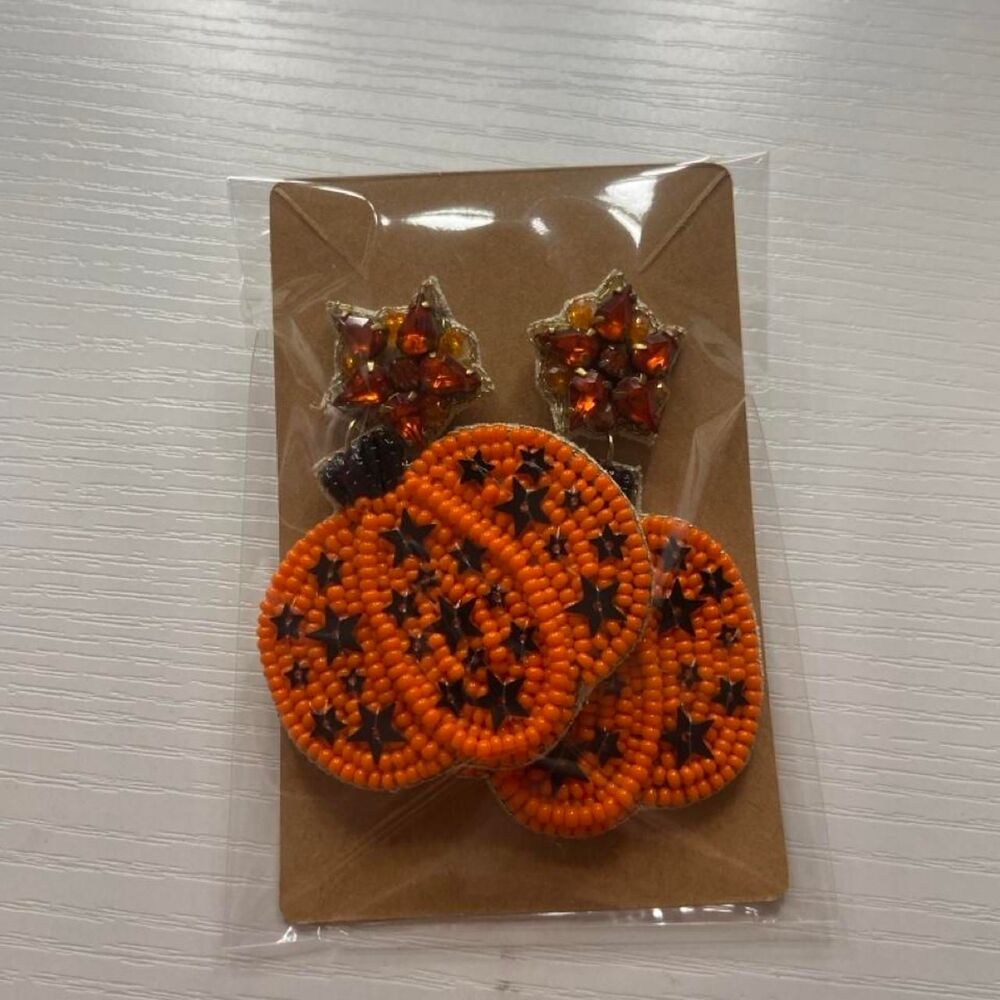 Beaded Pumkin Earrings